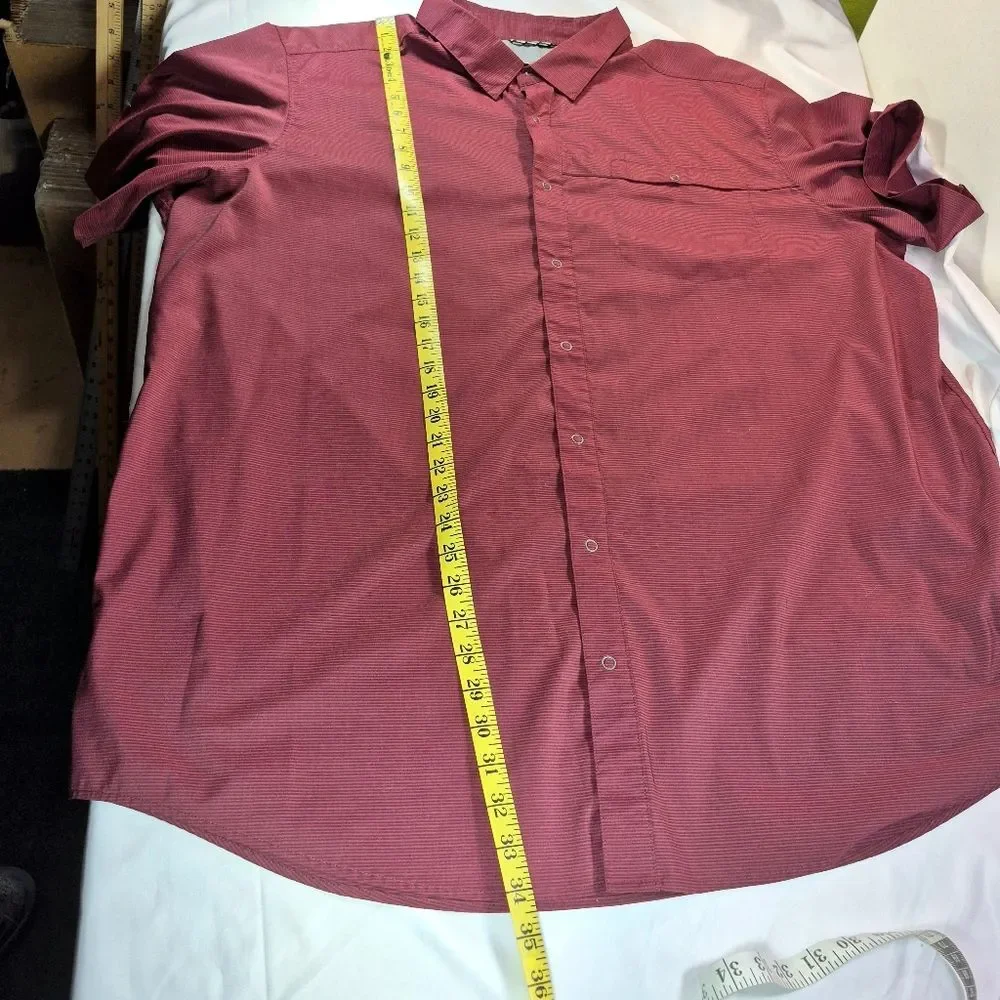 Swiss Tech Men's Maroon Performance Short Sleeve Button Down Shirt 3X
